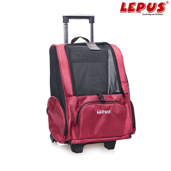 Lepus 35*30*50h cm Tekerlekli Sırt Çantası Bordo | Köpek Taşıma Çantası Ve Kafes