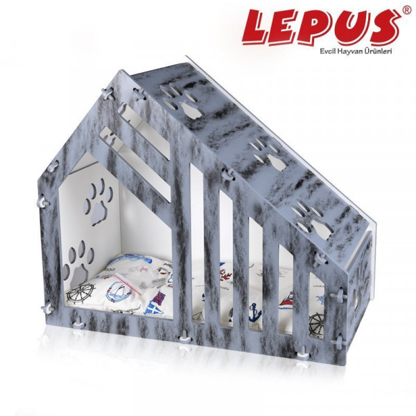 Lepus 36x62x75h cm Luxury VillaYuva Gri | Yuvalı Köpek Yatağı