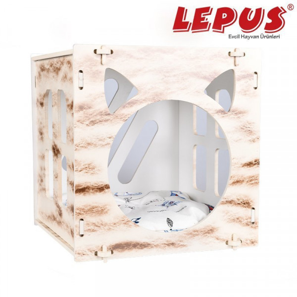 Lepus 40x40x45h cm Küp Yuva Krem | Yuvalı Köpek Yatağı