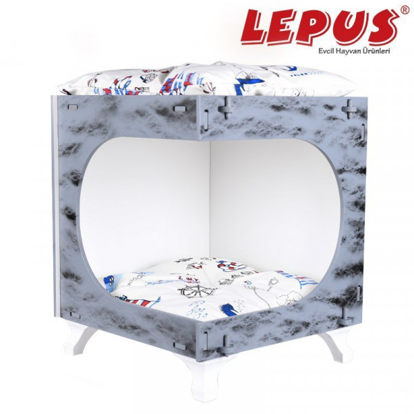 Lepus 40x45x50h cm Küp Max Yuva Gri | Yuvalı Köpek Yatağı