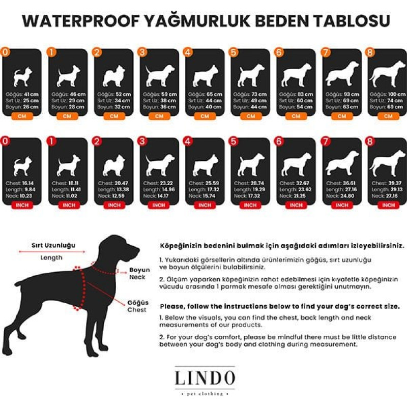 Lindo Dogs Beden 4 Aqua İçi Fileli Su Geçirmez Yağmurluk Mavi | Köpek Kıyafeti