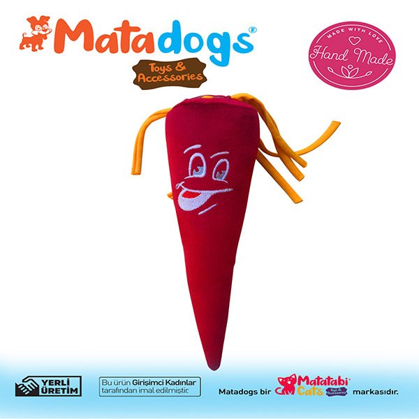 Mata Dogs 28 Cm Mooni Havuç Şekilli Oyunca Kırmızı | Kumaş Ve Peluş Köpek Oyuncağı