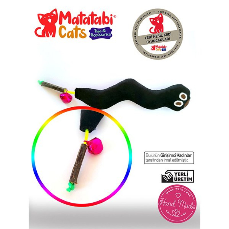 Matatabi 11 Cm Cats Wormy Tırtıl Şeklinde Cezbeden Oyuncak Siyah | Kedi Otlu Oyuncak