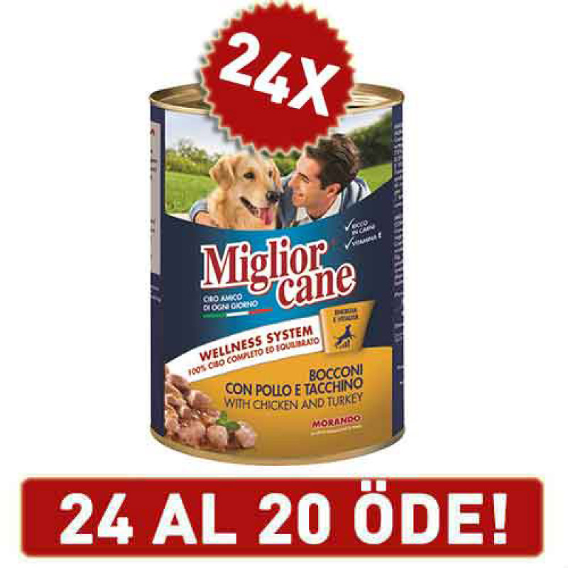 Miglior Cane 24 Adet Chunks With Chicken And Turkey 405 Gr | Yetişkin Köpek Konserve Maması