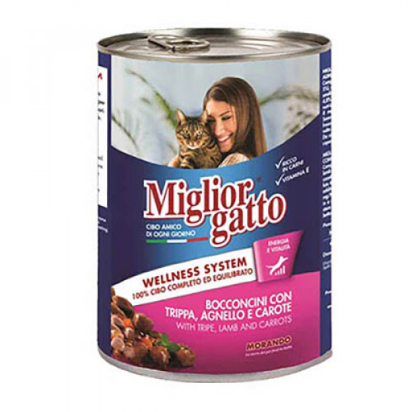 Miglior Gatto 6 Adet Small Chunks With Tripe, Lamb And Carrots 405 Gr | Yetişkin Kedi Maması