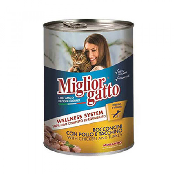 Miglior Gatto 6 Adet Tavuklu Hindili 405 Gr | Yetişkin Kedi Maması