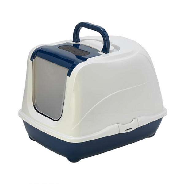 Moderna Flip Cat Filtreli Büyük Kapalı Kedi Tuvaleti-Lacivert | Filtreli Kapalı Kedi Tuvaleti