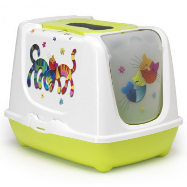 Moderna 39,5x50x37,5 Cm Trendy Kapalı Tuvalet Yeşil | Filtresiz Kapalı Kedi Tuvaleti