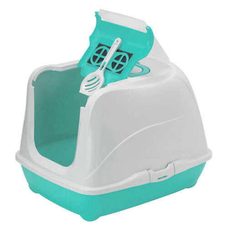 Moderna Flip Kapalı Tuvalet Turkuaz | Filtresiz Kapalı Kedi Tuvaleti