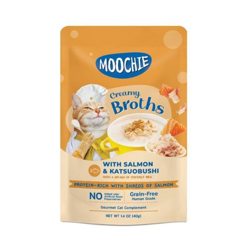 Moochie 40 Gr Creamy Broths Somon ve Katsuobushi | Kedi Sıvı Ödül Maması Moochie 40 Gr Creamy Broths Somon ve Katsuobushi | Kedi Sıvı Ödül Maması