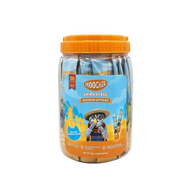 Moochie 50 Adet Fairy Pure Wonder Cottage Ton ve Peynir 15 Gr | Kedi Sıvı Ödül Maması
