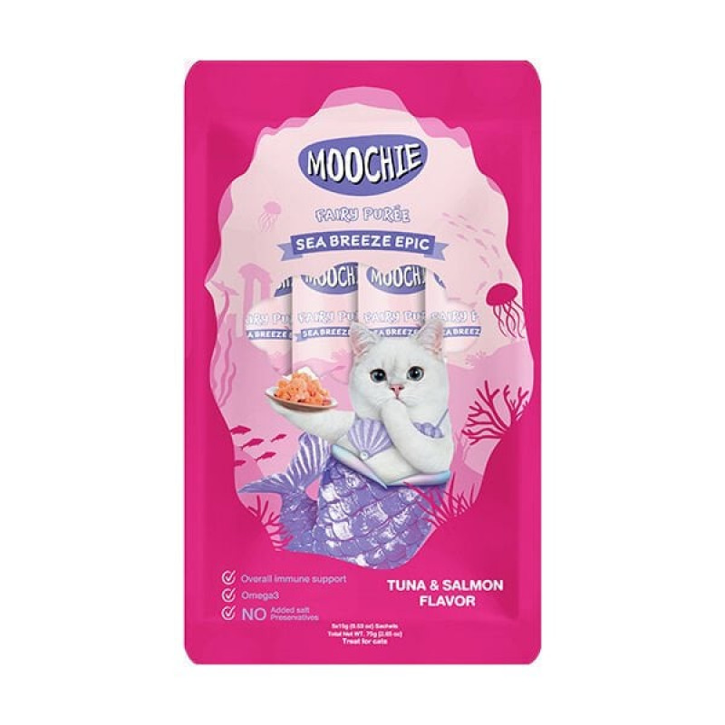Moochie 75 Gr Fairy Pure Sea Breeze Epic Ton ve Somon | Kedi Sıvı Ödül Maması Moochie 75 Gr Fairy Pure Sea Breeze Epic Ton ve Somon | Kedi Sıvı Ödül Maması