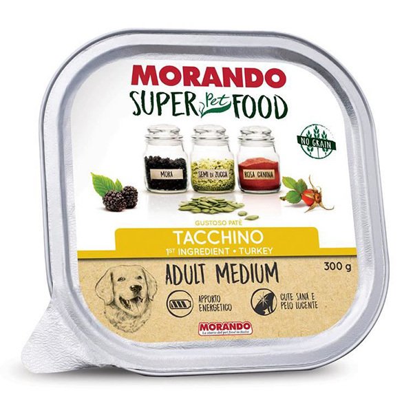 Morando 300 Gr Super Food Orta Irk Hindi Etli Pate Yetişkin | Yetişkin Köpek Konserve Maması