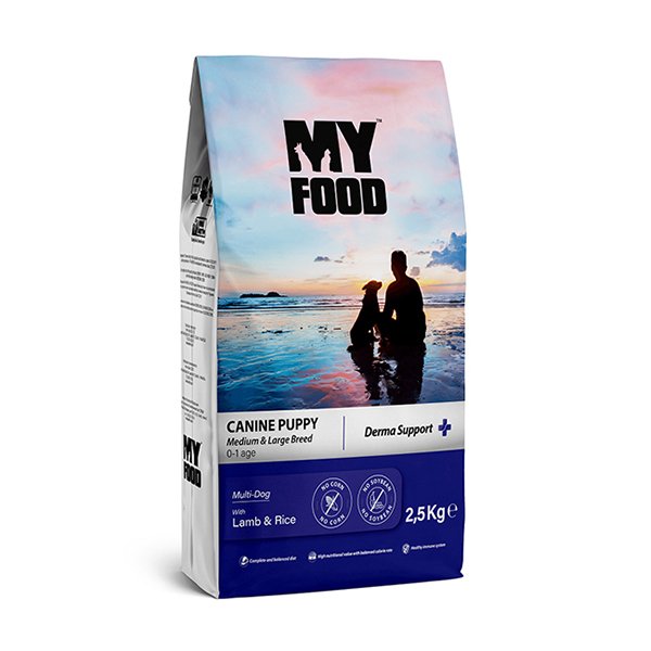 My Food 2,5 Kg Puppy Derma Support Kuzu ve Pirinçli Orta/Büyük Irk Yavru | Yavru Köpek Kuru Maması