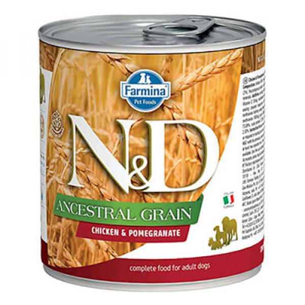 N&D Ancestral Grain 6 Adet Chicken & Pomegranate Adult 285 Gr | Yetişkin Köpek Konserve Maması