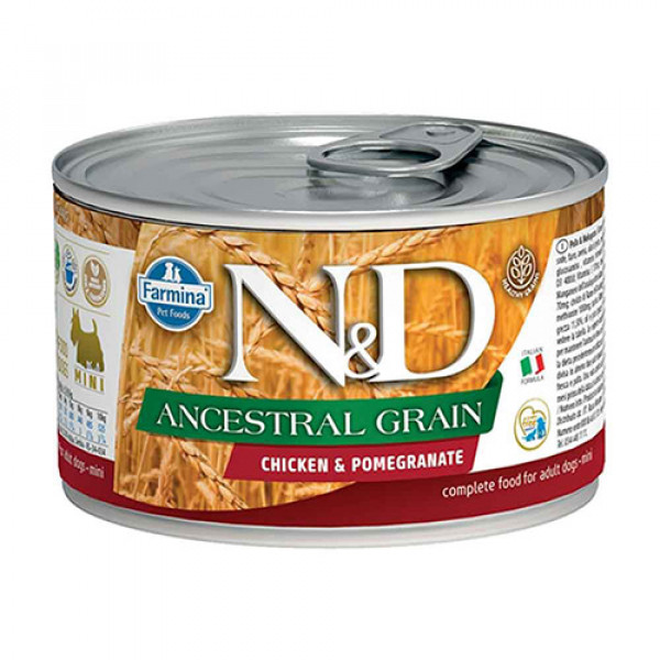 N&D Ancestral Grain 6 Adet Mini Tavuk ve Nar 140 Gr | Yetişkin Köpek Konserve Maması