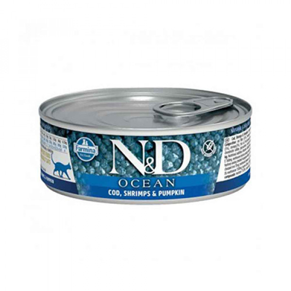 N&D Ocean 6 Adet Kitten Ton Morina Karides ve Balkabağı 80 Gr | Yetişkin Kedi Maması