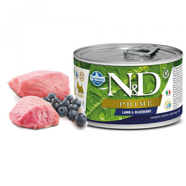 N&D Prime 6 Adet Mini Kuzu ve Yaban Mersini 140 Gr | Yetişkin Köpek Konserve Maması