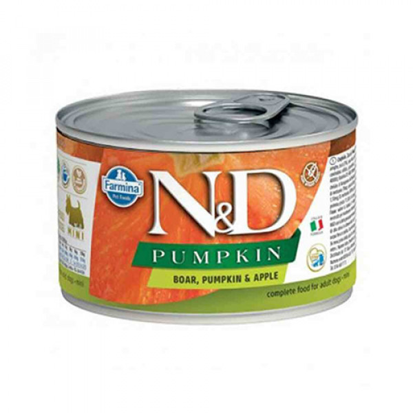 N&D Pumpkin 6 Adet Mini Yaban Domuzu Balkabağı ve Elma 140 Gr | Yetişkin Köpek Konserve Maması