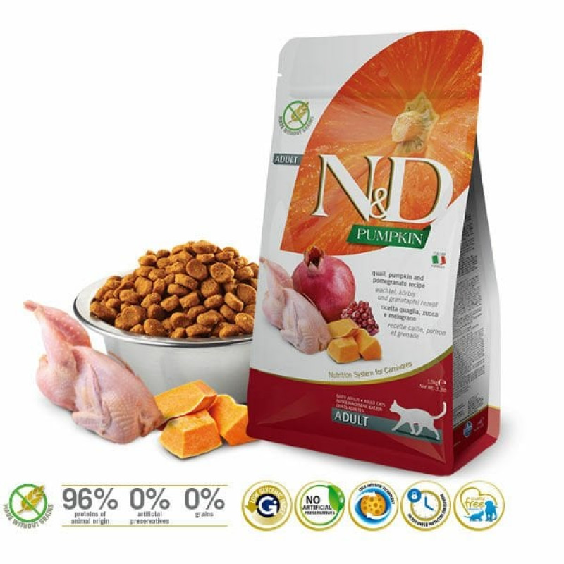 N&D Pumpkin 1.5 Kg Bıldırcın Balkabağı ve Nar | Yetişkin Kuru Kedi Maması