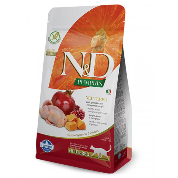 N&D Pumpkin 1,5 Kg Neutered Bıldırcın Balkabağı ve Nar | Kısırlaştırılmış Kedi Maması