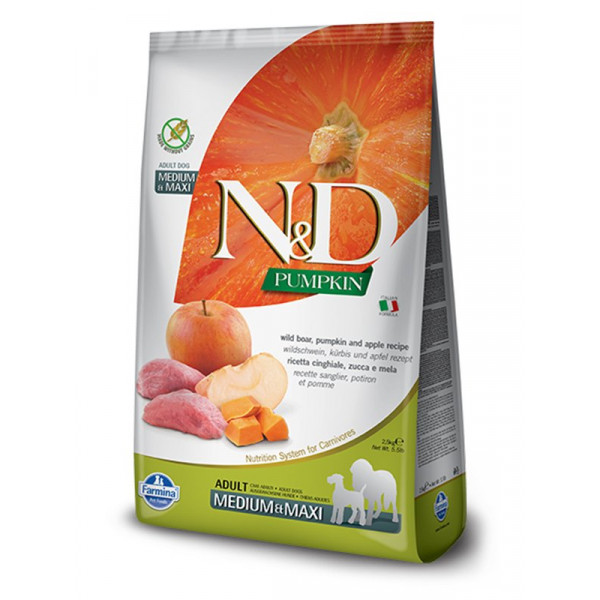 N&D Pumpkin 2,5 Kg Medium & Maxi Yaban Domuzu Balkabağı ve Elma | Yetişkin Köpek Kuru Maması