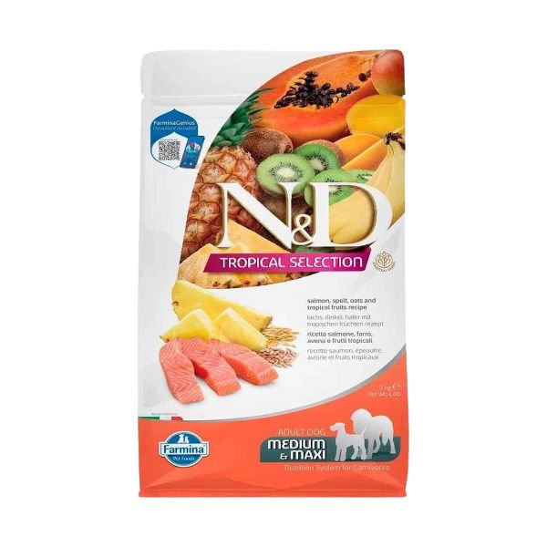N&D 2 Kg Tropical Selection Medium Maxi Somon Kılçıksız Buğday ve Tropik Meyveler | Yetişkin Köpek Kuru Maması