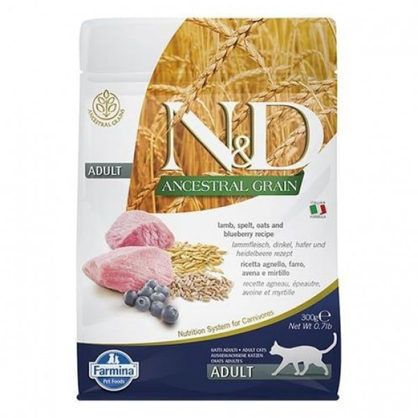 N&D 300 Gr Ancestral Grain Kuzu ve Yaban Mersini | Yetişkin Kuru Kedi Maması