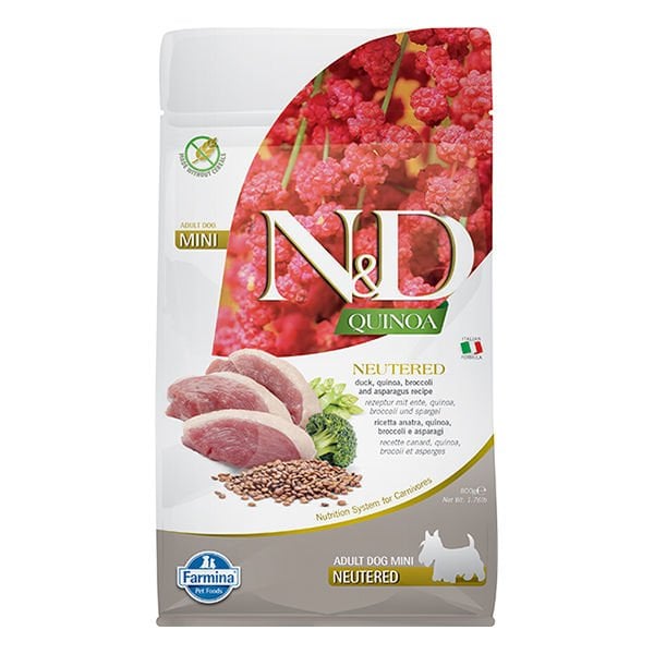 N&D Quinoa 800 Gr Neutered Mini Ördek Brokoli ve Kuşkonmaz | Tahılsız Köpek Kuru Maması