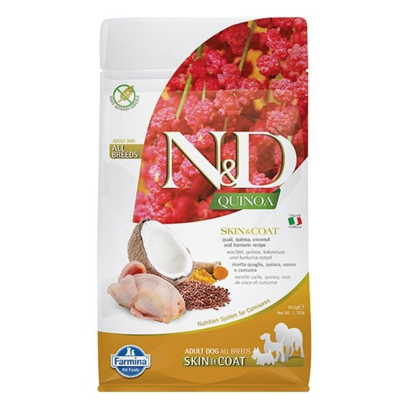 N&D Quinoa 800 Gr Skin & Coat Bıldırcın Hindistan Cevizi ve Kuşkonmaz | Yetişkin Köpek Kuru Maması N&D Quinoa 800 Gr Skin & Coat Bıldırcın Hindistan Cevizi ve Kuşkonmaz | Yetişkin Köpek Kuru Maması