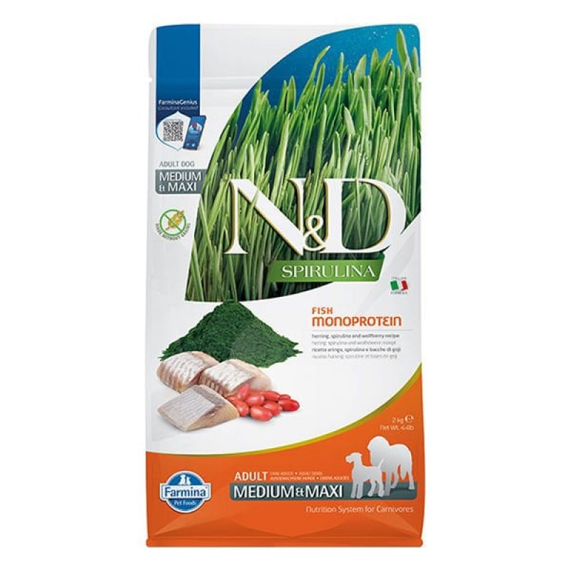 N&D Spirulina 2 Kg Medium Maxi Ringa ve Kurt Üzümü | Tahılsız Köpek Kuru Maması N&D Spirulina 2 Kg Medium Maxi Ringa ve Kurt Üzümü | Tahılsız Köpek Kuru Maması