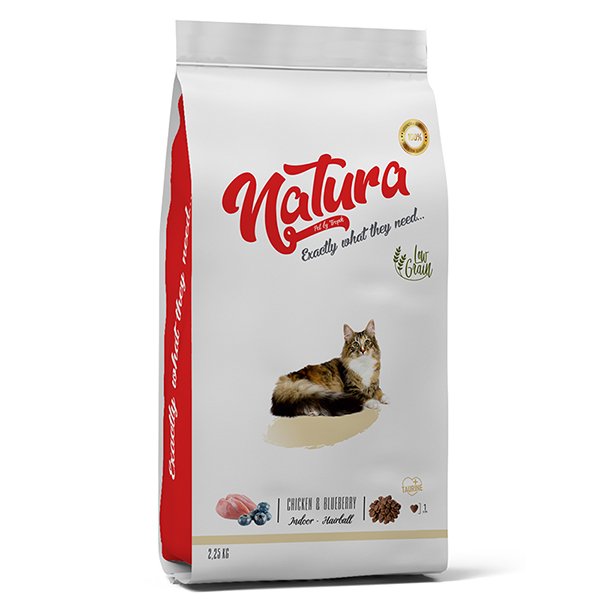 Natura 2.25 Kg Adult Düşük Tahıllı Tavuklu Yetişkin İndoor Hairball | Yetişkin Kuru Kedi Maması