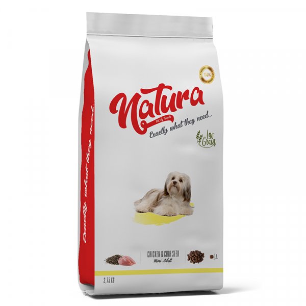 Natura 2.75 Kg Adult Düşük Tahıllı Tavuklu ve Chia Tohumlu Küçük Irk Yetişkin | Yetişkin Köpek Kuru Maması