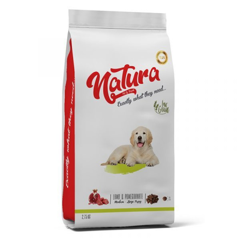 Natura 2.75 Kg Puppy Düşük Tahıllı Kuzu Etli ve Narlı Orta ve Büyük Yavru | Yavru Köpek Kuru Maması Natura 2.75 Kg Puppy Düşük Tahıllı Kuzu Etli ve Narlı Orta ve Büyük Yavru | Yavru Köpek Kuru Maması