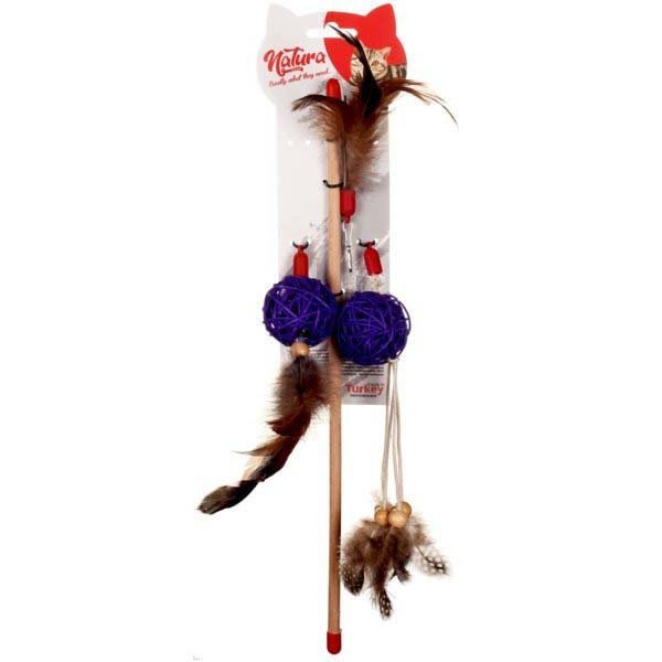 Natura 40 Cm Ptc-028 Üç Uçlu Doğal Olta Oyuncağı | Kedi Oltası