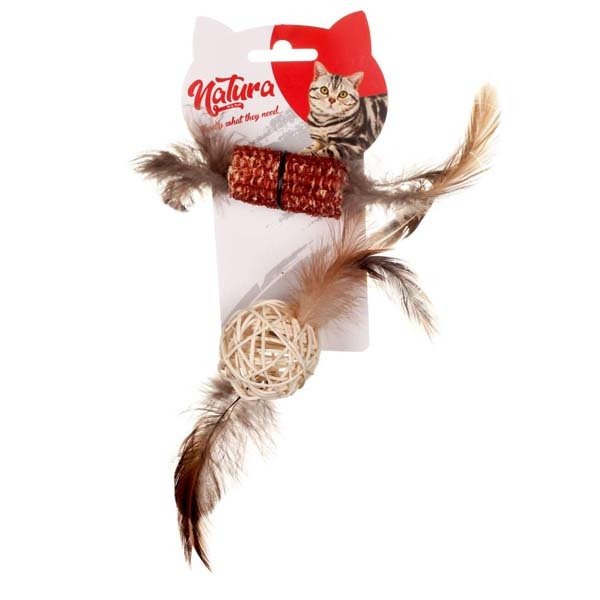 Natura Ptc-005 Tüylü Diş Kaşıma Ve Bambu Top Oyuncak | Kedi Top Oyuncak