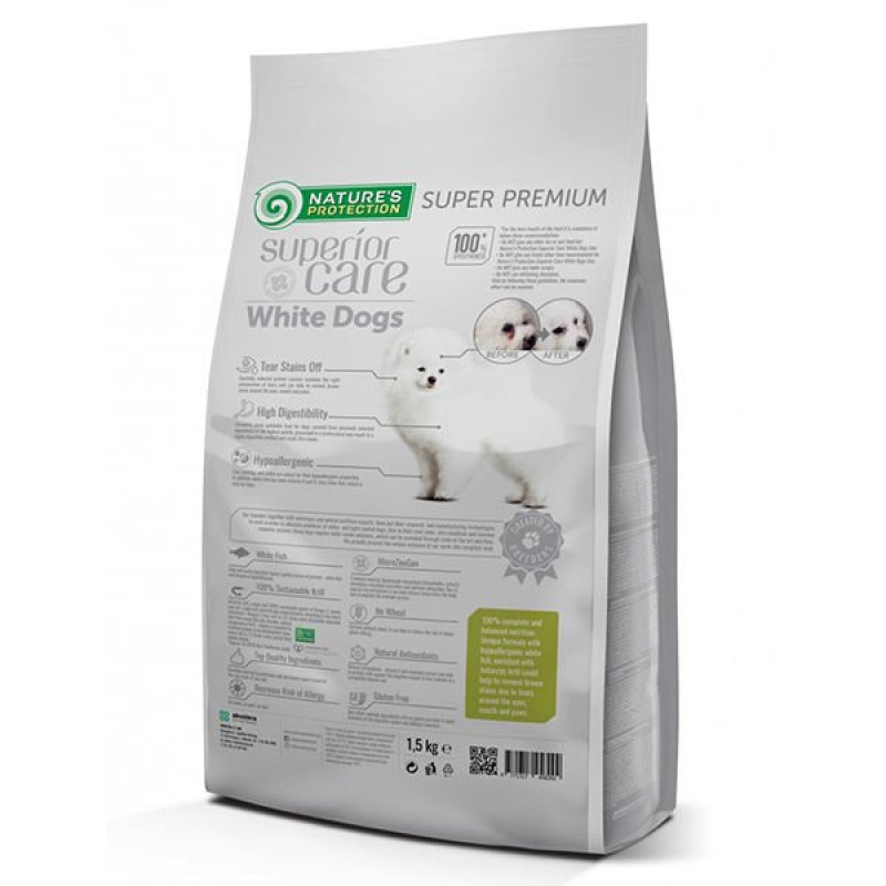 Nature's Protection 1.5 Kg Junior Beyaz Balıklı Tahılsız Beyaz Tüylü Küçük Irk Yavru | Yavru Köpek Kuru Maması