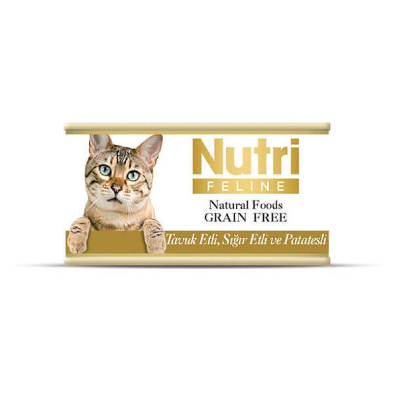 Nutri Feline 85 Gr Tavuklu ve Sığır Etli Tahılsız Nutri Feline 85 Gr Tavuklu ve Sığır Etli Tahılsız