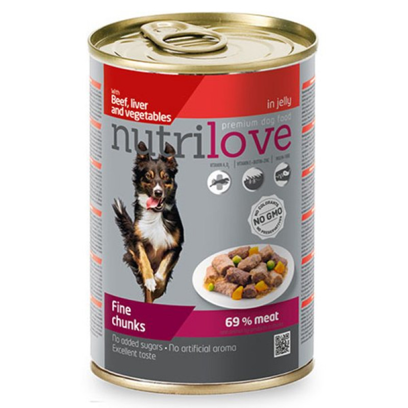 Nutrilove 415 gr Sığır, Ciğer ve Sebze Parça Etli | Yetişkin Köpek Konserve Maması Nutrilove 415 gr Sığır, Ciğer ve Sebze Parça Etli | Yetişkin Köpek Konserve Maması