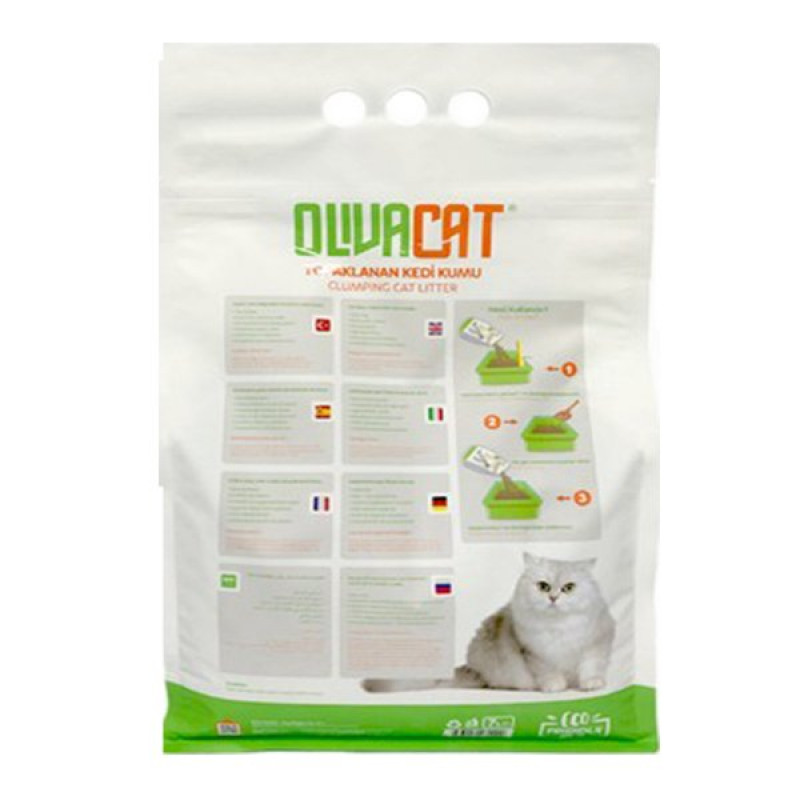Olivacat 7 Lt Zeytin Çekirdeğinden Üretilen Kokusuz Toz Bırakmayan Topaklanan | Doğal Kedi Kumu