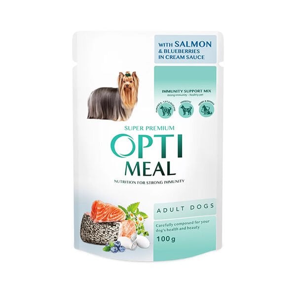 Optimeal 100 Gr With Salmon & Blueberry in Creamy Sauce | Yetişkin Köpek Konserve Maması