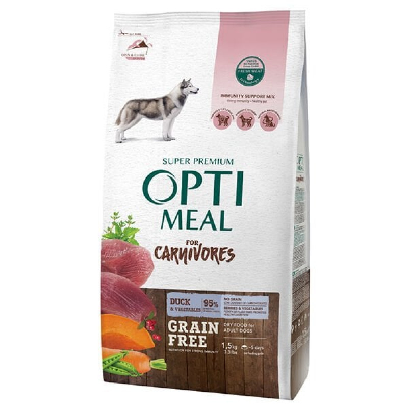 Optimeal 1,5 Kg For Carnivores Grain Free Adult Ördek ve Sebze | Tahılsız Köpek Kuru Maması Optimeal 1,5 Kg For Carnivores Grain Free Adult Ördek ve Sebze | Tahılsız Köpek Kuru Maması