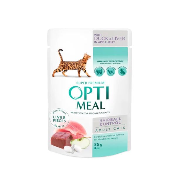 Optimeal 85 Gr Hairball Control with Duck & Liver in Apple Jelly | Yetişkin Kedi Maması