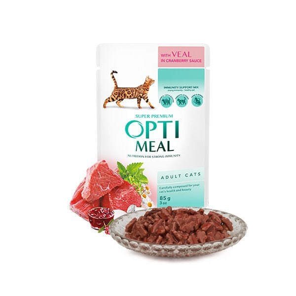 Optimeal 85 Gr With Veal in Cranberrie Sauce | Yetişkin Kedi Maması