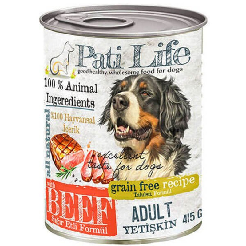 Pati Life 415 Gr Tahılsız Sığır Etli Yetişkin | Yetişkin Köpek Konserve Maması Pati Life 415 Gr Tahılsız Sığır Etli Yetişkin | Yetişkin Köpek Konserve Maması