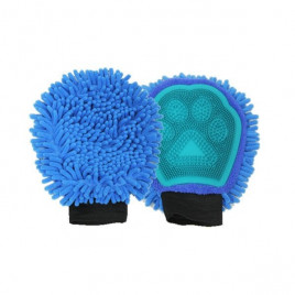 2 In 1 Grooming Glove Tarama Eldiveni Mavi | Köpek Tüy Eldiveni
