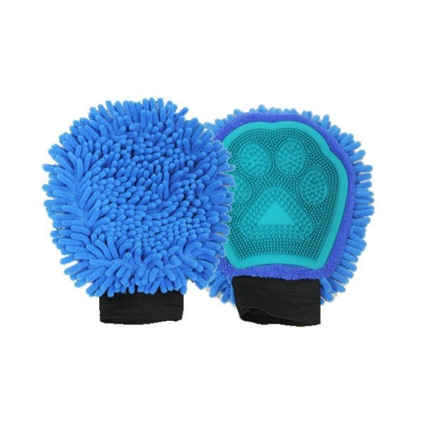 Pawise 2 In 1 Grooming Glove Tarama Eldiveni Mavi | Köpek Tüy Eldiveni