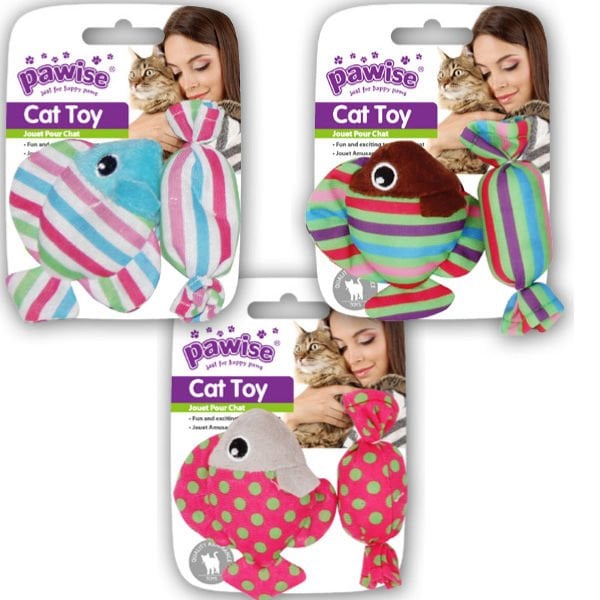 Pawise Hışırtılı Şeker ve Balık Renkli | Kedi Çiğneme Oyuncağı