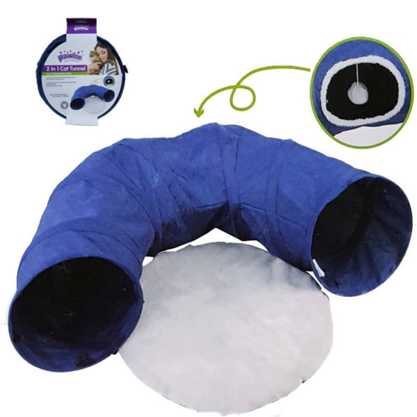 Pawise U Kedi Tüneli Yataklı | Kumaş Kedi Yatağı