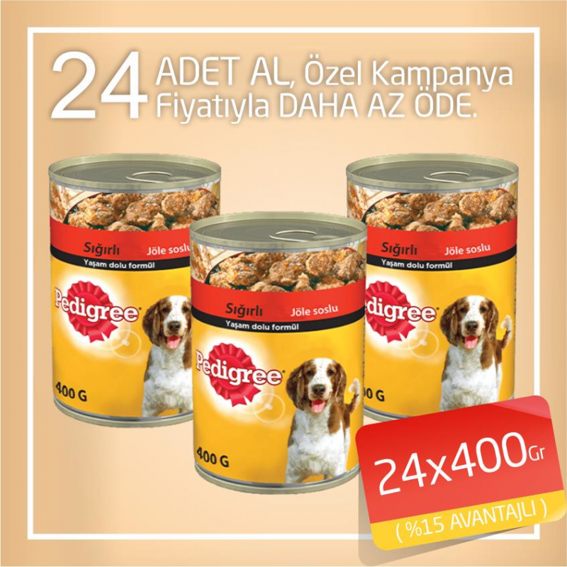 Pedigree 24x400 Gr Biftekli | Yetişkin Köpek Konserve Maması Pedigree 24x400 Gr Biftekli | Yetişkin Köpek Konserve Maması